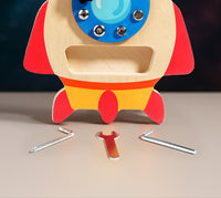 Nut Rocket Screw Toy - Wooden Montessori Early Education Game for Kids