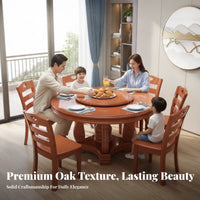 Round Dining Table Optional Induction Cooker Dining Table with Rotating Tray Stable and Sturdy Home Furniture for Homeowners, Dinner Parties