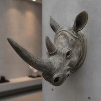 House Decoration Stone-Like Finish 3D Effect Rhino Head Wall Mount
