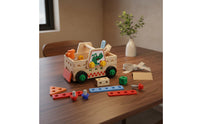 Early Learning DIY Assembly Tool Vehicle Portable with Handle Kids Screw and Nut Toy Set Multi-Configuration Build Take-Apart Toy Truck Solid Wood Construction for Preschoolers