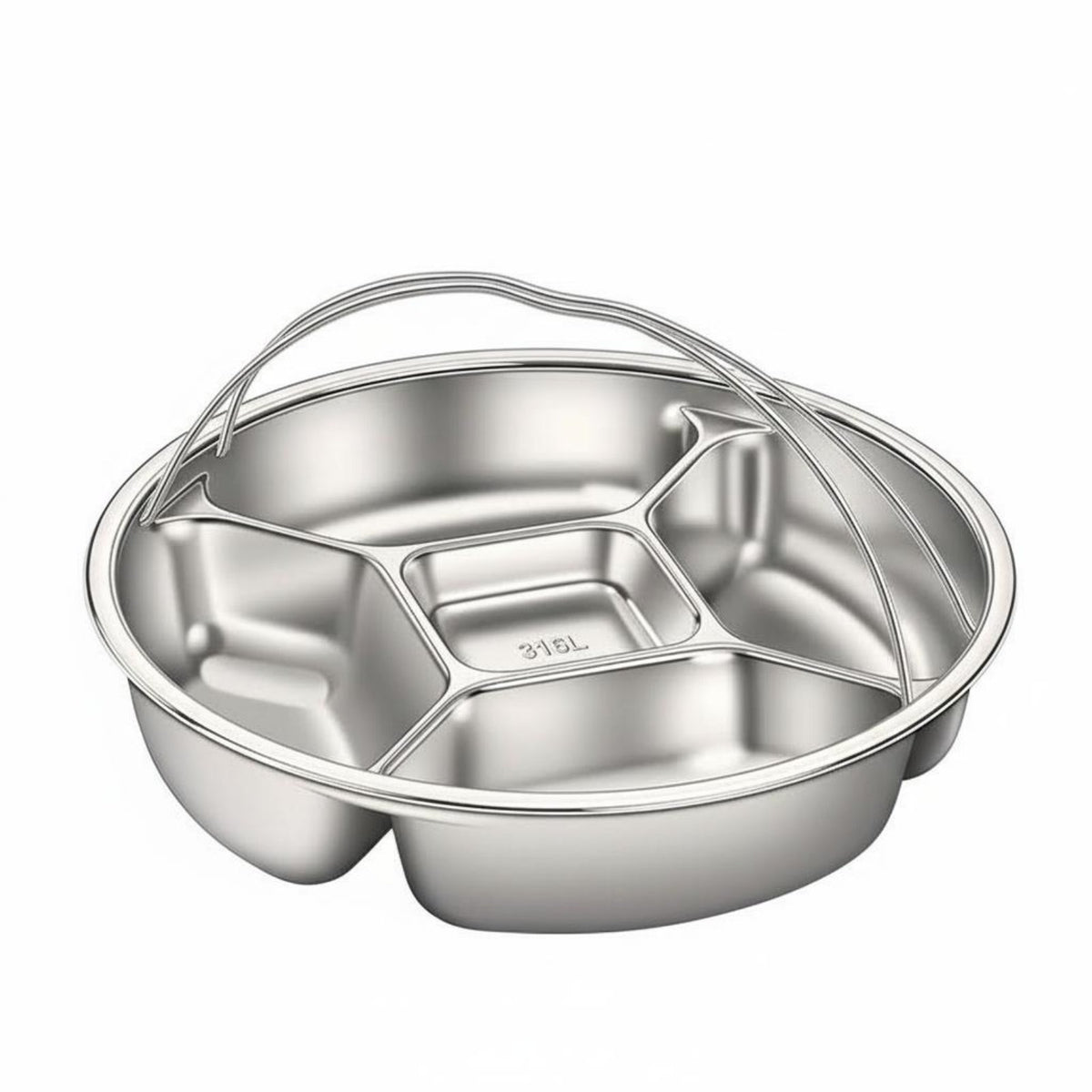 Divided Steamer Plate Deepened Design Round Portion Control Plate for Dieters
