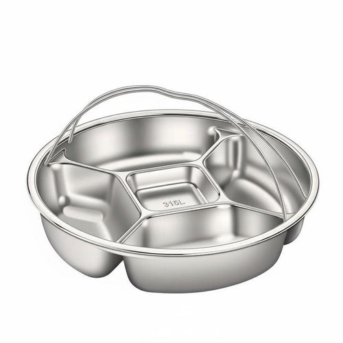 Divided Steamer Plate Deepened Design Round Portion Control Plate for Dieters