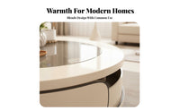 Wavy Pedestal circular table Cream design Aesthetic Household Furniture Space-Saving adaptable Use for Living Room, Lounge Area