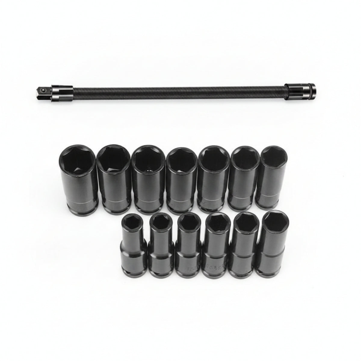 13 Pieces Deep Socket Set Flexible Socket Extension Spring Steel Socket Extension Bar Flexible Socket Extender Extension Bar Flexible Socket Extension Rod Improved Reach Corrugated Design Suitable for Workshop Garage Repair Maintenance