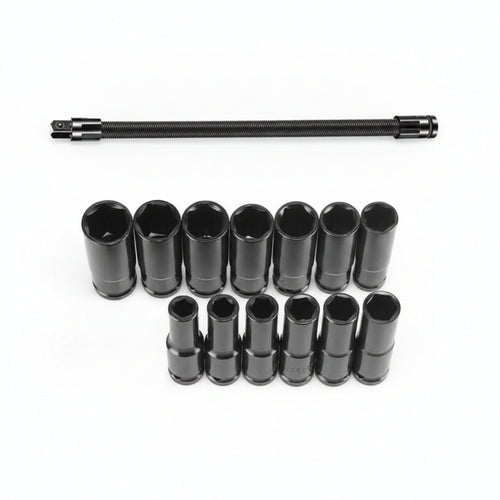 13 Pieces Deep Socket Set Flexible Socket Extension Spring Steel Socket Extension Bar Flexible Socket Extender Extension Bar Flexible Socket Extension Rod Improved Reach Corrugated Design Suitable for Workshop Garage Repair Maintenance