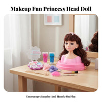 Makeup Doll Head Kit Gift Box Packaging Hairstyling Doll Head Pretend Play Easy to Design for Aspiring Stylists, Sleepovers