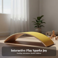 Sensory Training Wooden Wobble Balance Board Sturdy Wood Construction Wooden Balance Board Strengthens Core Muscles Child-Centered Rocker Toy Improves Posture for Toddlers, Stretching, Playroom, Indoor