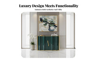 Light Luxury design Wavy Console Table Lacquered Finish Fluted Door Cupboard Floor-Standing Entryway Cabinet Fully Assembled for Interior Decorators, Homeowners, Renters, Hallway, Dining Room, Bedroom