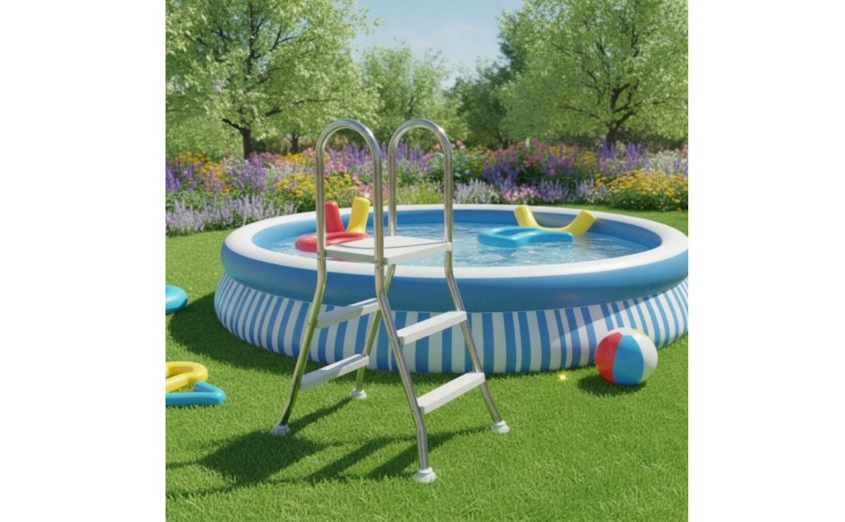 Double-Sided Pool Ladder Stainless Steel Freestanding Pool Ladder Anti-Slip for Above Ground Pools