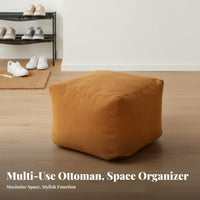 Round Corduroy Pouf Soft Texture Footstool cleanable Cover for Homeowners, Adults