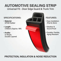 Universal Car Rubber Seal Strip, DIY Car Door Seal, Automotive Repair Door Seal, #variant:10 meters