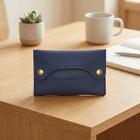 Tissue Box Holder and PU Leather Tissue Box Cover for Home Office, Multi-purpose Travel Pouch with Snap Closure, Sun Visor Tissue Dispenser