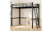 Metal Loft Bed Space Saving Loft Bed Frame No Box Spring Needed Furniture for Students, Teens, Small Apartments, Dorm Rooms, Bedrooms
