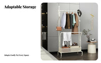 Rolling Coat Rack with Shelves unrestrictedstanding Clothes Stand Space-Saving for Hotel