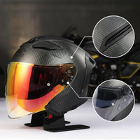 Helmet with Face Visor Aerodynamic Three-Quarter Helmet Lightweight Double Visor for Motorcyclists, Motorcycle Riding, Commuting