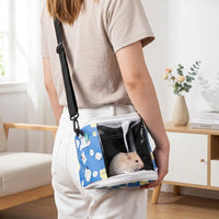 Hamster Carrier Bag with Clear Window, Soft Sided Hamster Travel Bag for Small Pet, Adjustable Shoulder Strap for Outdoor Outgoing Travel Use
