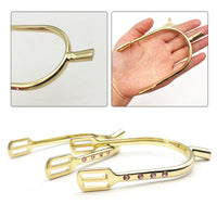 Crystal-Decorated Metal Spurs in Gold or Silver, Model SP6107ZR, for Riding