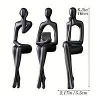 3 Pieces Abstract Seated Figurines Polished Sculpted Figurine Set Slim Stretched