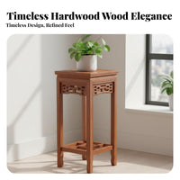 Chinese Design Floor Planter Rack Oriental Design Display Shelf Antique Look Hollow-Carved Pattern for Collectors, Adults