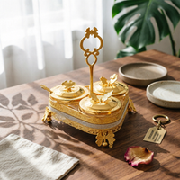 Condiment Jar Holder Ornate Lidded Jar Set Decorative Cutout for Serving
