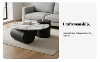 Light Luxury Design Double Cylinder Coffee Table Marble Pattern Living Room Furniture Stable Base Sturdy Construction for Apartment Dwellers, Homeowners, Families, Small Areas, Home, Lounge Area