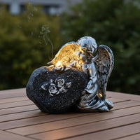 Solar Angel Garden Statue Weather Resistant Kneeling Angel Figurine for Yard