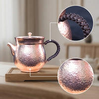 Hammered Copper Tea Kettle Traditional Copper Teapot Braided Vessel