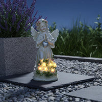 Solar Angel Garden Light Rechargeable Battery Resin Angel Ornament Light