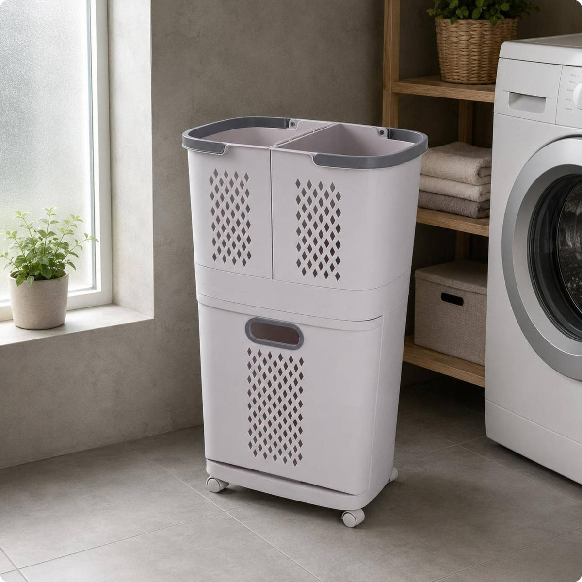 Plastic Laundry Hamper Perforated Household Storage Handle Cutout
