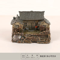 中式鱼缸摆件创意鱼虾躲避屋水族箱草缸造景装饰微景观古建筑模型 隐居江南【壹】;长约20cm
