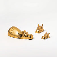 3 Pieces Hippo Figurine Shiny Hippo Ornament Sculptural Decor for Entryway