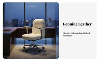Ergonomic Design Upholstered Highspine-support Desk Chair Creamy aesthetic Aesthetic Adjustable Rolling Task Chair Comfortable padding rotating Seating Padded Armrests for Students, People Working from Home, Study Room, Bedroom