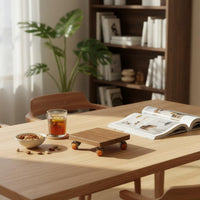 Wooden Drink Mat with Wheels Nordic Design Square Wood Trivet on Wheels