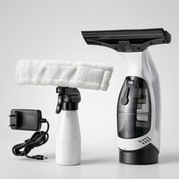 Transparent Tank Electric Window Cleaner Microfiber Cloth Window Vacuum Squeegee Rubber Blade Glass Cleaning Kit Curved Handle