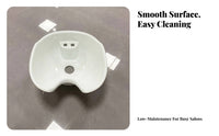 Front Neck Opening Hairdresser Sink Molded Shampoo Basin Salon Shampoo Bowl Raised Mounting Base