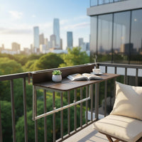 Balcony Railing Hanging Table Space-Saving Folding Balcony Table Multi-Functional Adjustable Hanging Desk for Small Areas