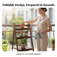 Multi-Tier Folding Planter Shelf Weather-Resistant blossom Rack for Corner Space