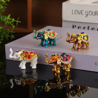 Jeweled Elephant Box Gold-Tone Accents Elephant Trinket Box