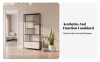 Light Luxury Aesthetic Staggered Open shelving unit Modern design Room partitionr Multi-Functional Shelving Unit Freestanding for Design aficionados, Homeowners, Office Workers, Entryway, Study, Bedroom