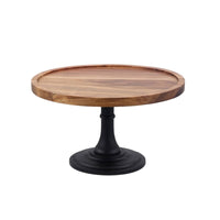 Cake Stand with Pedestal Round Wooden Cake Pedestal Elevated for Cafes, Hosts