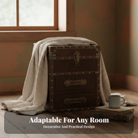Stacked Luggage Nightstand Vintage Design Bedside Storage Cabinet for Homeowners