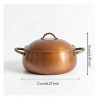 Copper Pot with Lid Handmade Stewpot Rounded for Home Cooks