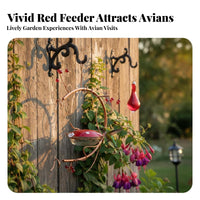 Brilliant Red Color Hanging avian nectar feeder Attracts avian nectar feeders avian nectar feeder Nectar Feeder Decorative Design avian Supply Flower-Shaped Ports for Nature Lovers, Homeowners, Gift Givers, Garden, Backyard, Patio, Balcony