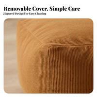 Round Corduroy Pouf Soft Texture Footstool cleanable Cover for Homeowners, Adults