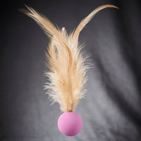 Cat Toys for Indoor Cats Adult with Rubber Bouncy Balls, Interactive Kitten Feather Toy for Kids, Single Pack Enrichment, Calming Hunting Toy
