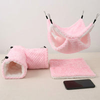 3 Piece Guinea Pig Cage Accessories with Guinea Pig Tube and Hanging Hammock for Hamsters, Soft Washable Year-Round Bedding Set