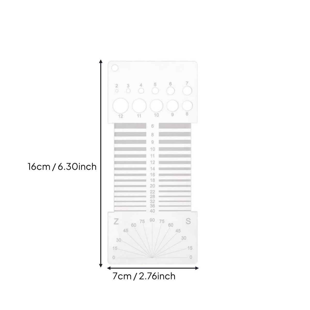 Yarn Thickness Ruler Measurement Knitting Tool Gauge Quick Measure Acrylic Yarn Gauge for Crocheters, Crafters, Hobby Desk
