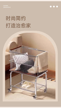 跨境家用可移动脏衣篓卫生间大容量洗衣篮衣服收纳推车置物架批发