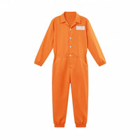 Orange Prisoner Bodysuit Adult Prison Jumpsuit One-Piece Prisoner Jumpsuit Button-Front for Adults