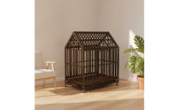 Easy to Move Dog Kennel with Wheels Mobile Heavy Duty Dog Cage Portable Enclosure Rust-Resistant for Outdoor